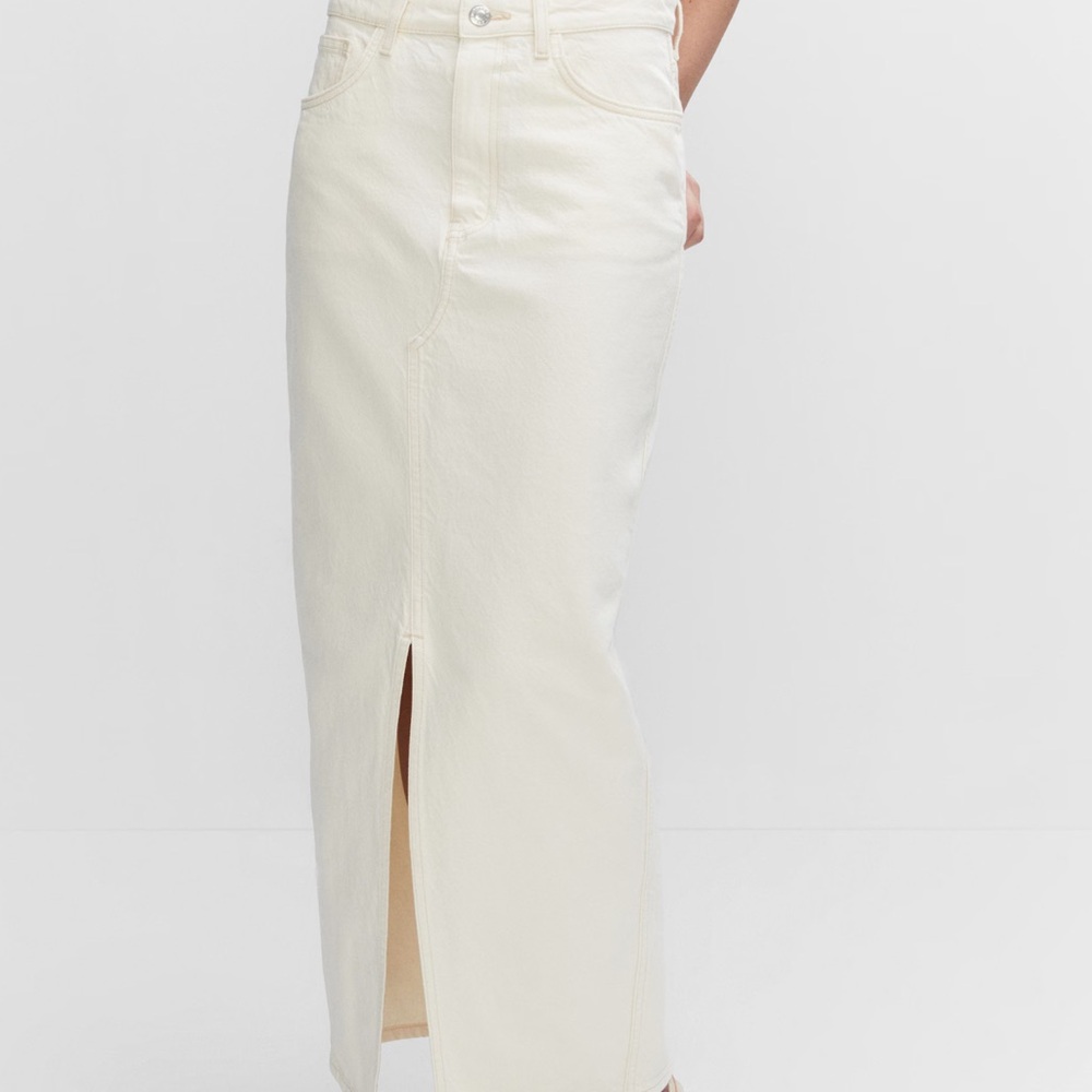 Mango Women's Cream Denim Medium Skirt NWOT
